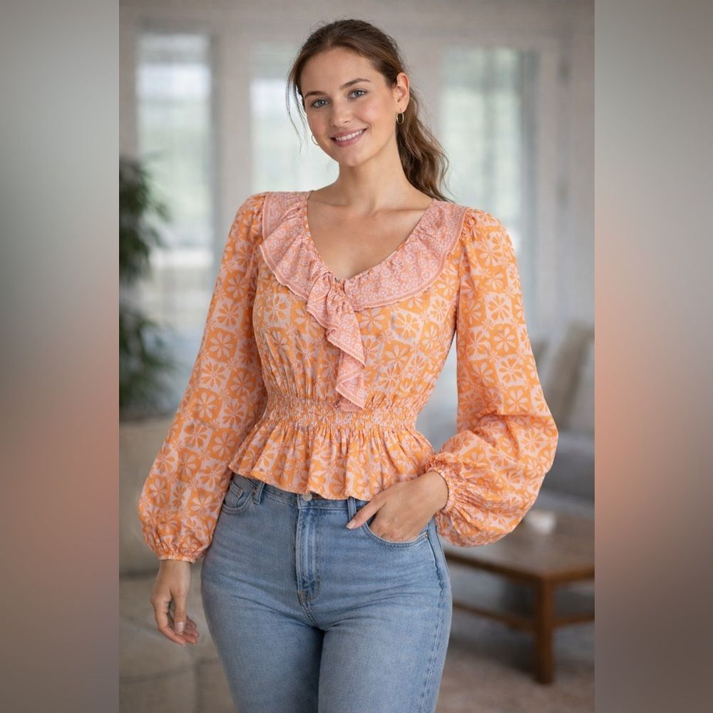 Free People Mikaela Printed Wrap Top Size XS Floral Never worn